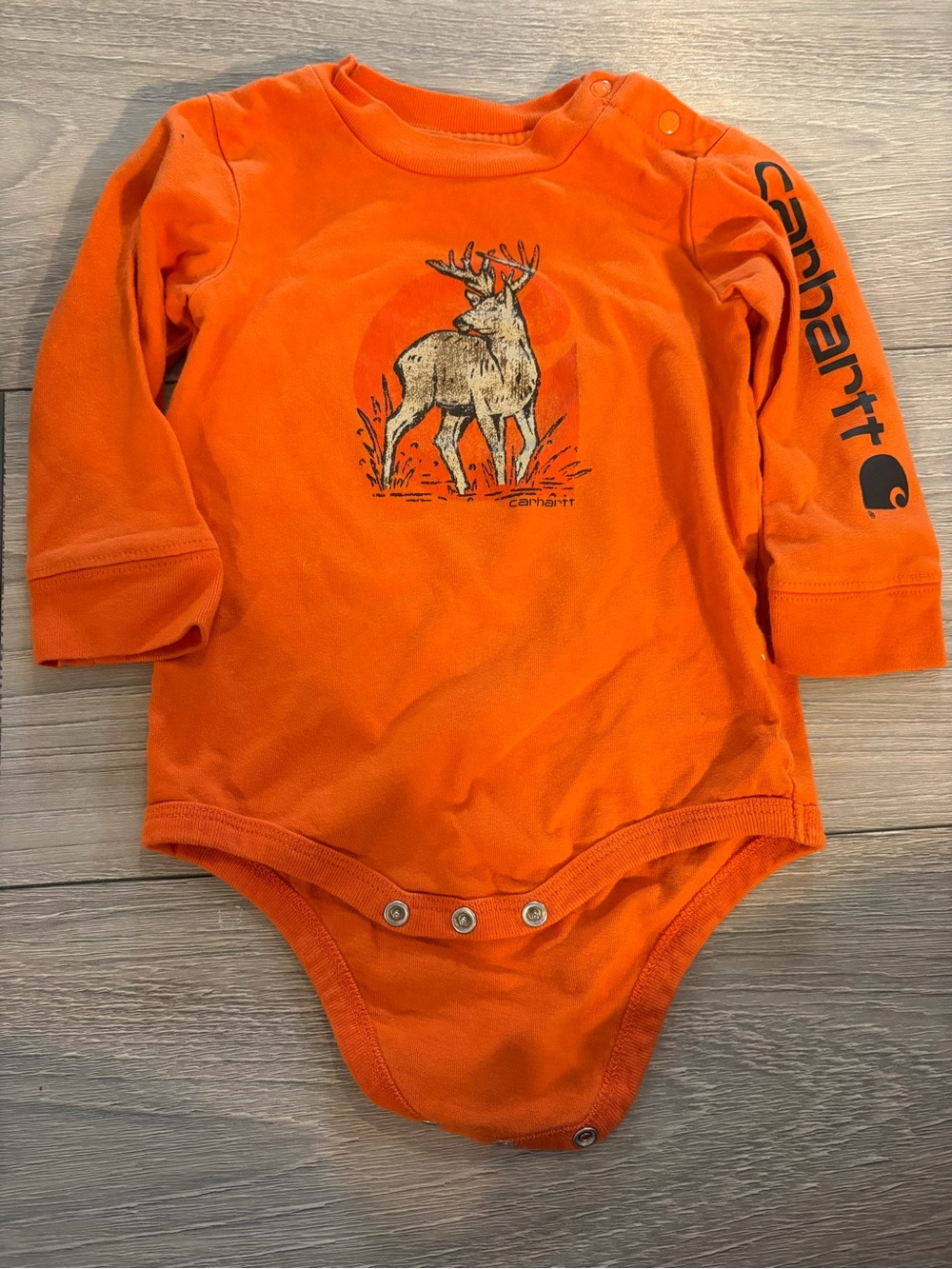 Carhartt bodysuits—
Orange Deer Graphic Long-Sleeve Baby One-Piece